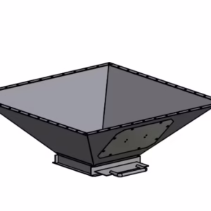 Transition from silo collar to 300×300 mm connection with shutter & hatch