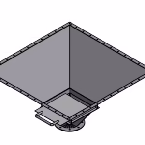 Transition from silo collar to 300×300 mm connection with shutter